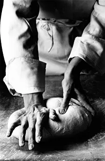 Worktop: Sally Clark kneeding Dough