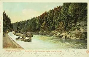 Traunfall: Salt ship when leaving the channel at Traunfall. 1906