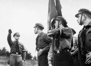 Salutes: Saluting Hitler boy, 1934