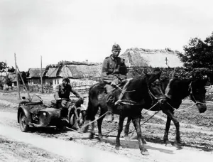 Towed: Salvage of a motorcycle on the Eastern Front, 1941