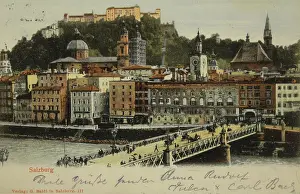 Salzach: Salzburg. View over the Staats bridge over the