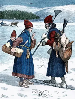 Trapper: Sami Family, Etching circa 1890