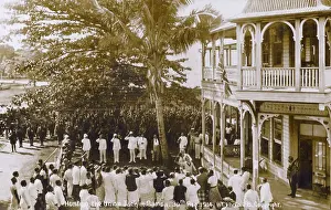 Upolu: Samoa - Hoisting the Union flag - World War One