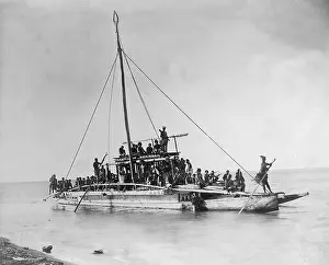 Samoa: Samoan war canoe, 1910
