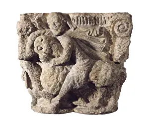 Samsons: Samson's capital. 12th c. Samson breaking the