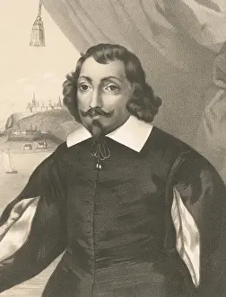 Champlain: SAMUEL DE CHAMPLAIN, early 19th century lithograph