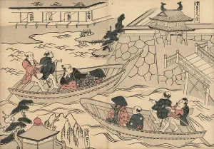 Akasaka: Samurai crossing the river on the way to Yoshiwara