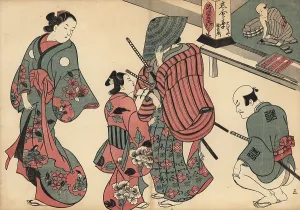 Okumura: Samurai receiving a letter from a courtesan