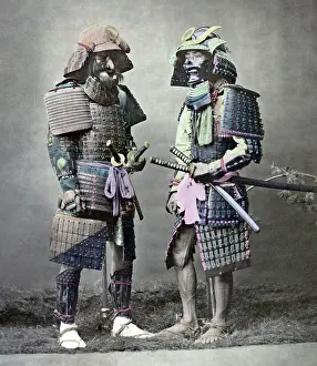 Two samurai warriors (probably actors) Japan, circa 1880s