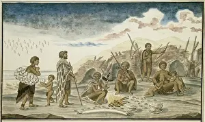 Bushmen: The San People and their Huts on the Beach
