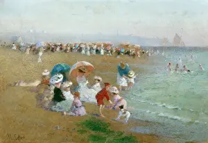 Caffieri: On the Sands, Boulogne - people on beach