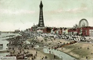 Lancs: The Sands, Tower and Pier, Blackpool, Lancashire