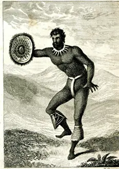 Sandwich: A Sandwich Islander Dancing - 19th century engraving