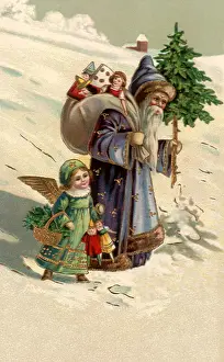 Motifs: Santa and Angel Walking