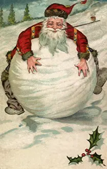 Crouched: Santa on Big Snowball