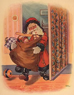 Overflowing: Santa Carrying Toys