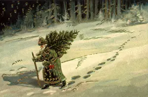 Stave: Santa Carrying Tree