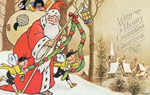 Bulging: Santa Claus on a Christmas card