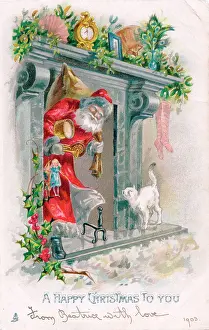 Santa Claus on a Christmas postcard