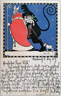 Felicitation: Santa Claus and Krampus (devil)