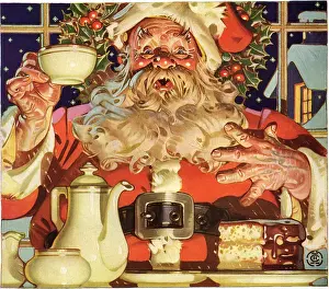 Leyendecker: Santa with Cup of Coffee