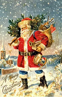 Retrographics Limited: Santa delivering presents on a Christmas card