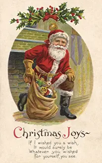 Santas: Santa by Fireplace