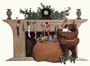 Mantel: Santa Hanging Stockings