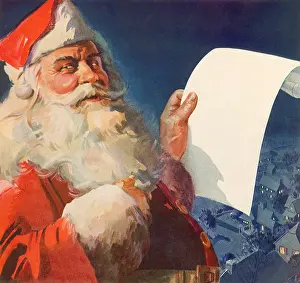 Aloft: Santa Holding Paper