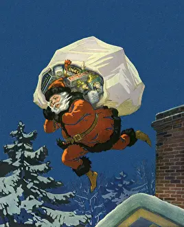 Santas: Santa Leaping from Roof