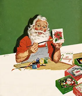 Handiwork: Santa Paints Christmas Card
