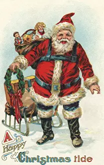 Overflowing: Santa Pulls Sleigh filled with Toys