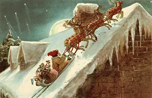 Santa on Sleigh, Roof