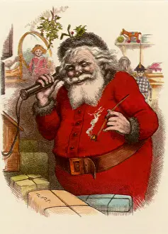 Smokes: Santa smokes Pipe and Talks on Phone