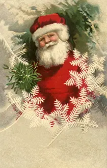 Clapsaddle: Santa with Snow Branches