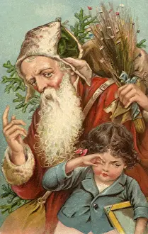 Rubbing: Santa and Tired Child