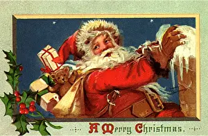 Bundle: Santa with Toys Balancing on Chimney