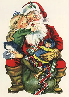 Santas: Santa with Toys and Child