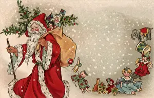 Overflowing: Santa and Toys in Snow