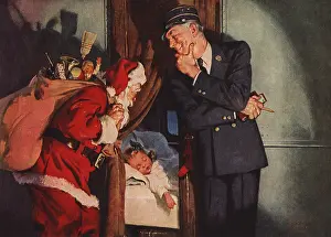 Peeking: Santa on a Train