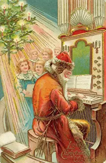 Depictions: Santa(Father Christmas)plays the organ