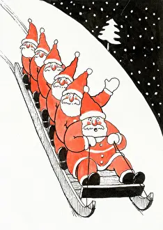 Sledging: Six Santas Sledging