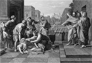 Deceit: Sapphira is struck dead for lying about a donation