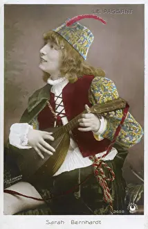 Passant: Sarah Bernhardt in Le Passant - playing a Lute