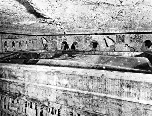 Tutankhamen: Sarcophagus of Tutankhamen after it was opened