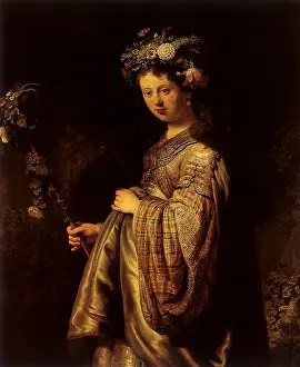 1634: Saskia as Flora, by Rembrandt