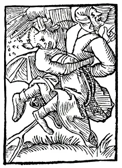 Satan: Satan and Witch Riding Pitchfork, 1489