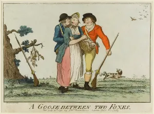 Prostitute: Satirical cartoon, A Goose between two Foxes