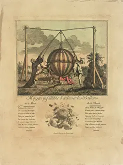 Pierrot: Satirical cartoon, raising a balloon