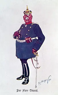 Herr: Satirical portrait of a German colonel, WW1
